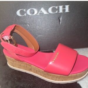 Coach Women's Vibrant Pink Platform Sandals